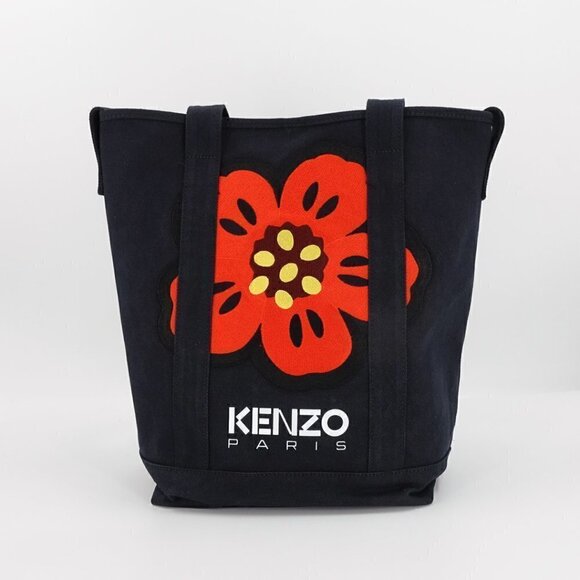 Kenzo Handbags - Kenzo Boke Flower Floral Logo Shopper Shoulder Tote Bag Denim Blue